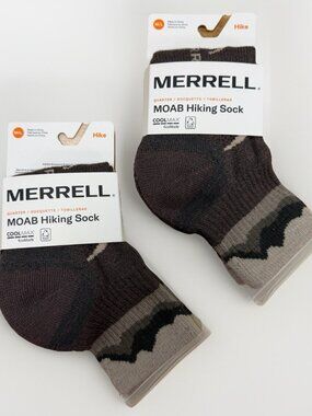 Merrell Women's MOAB Hiking Socks Quarter Length size M/L 10-13 Brown/Gray 2-pk